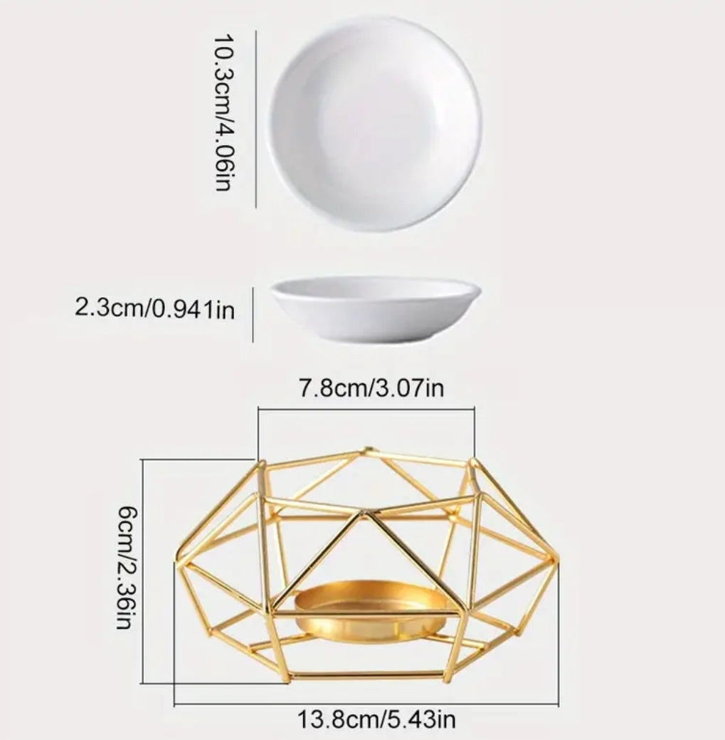 Gold Metal Structure & Ceramic Oil Burner